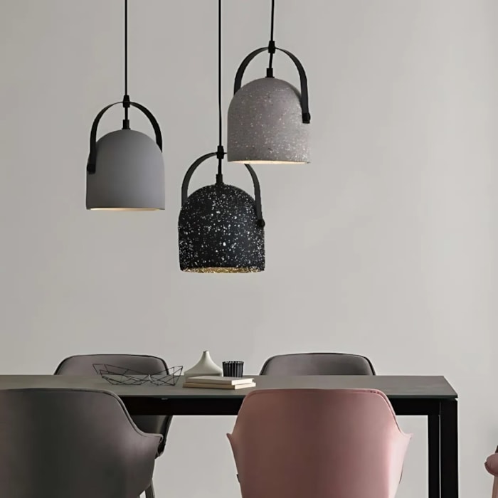 Pendente de Metal, Concreto e Pedras Asen Decorativas - 40W - Madel Home