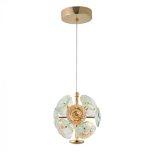 Pendente de Metal e Cristal Nagi Dourado LED - 5W