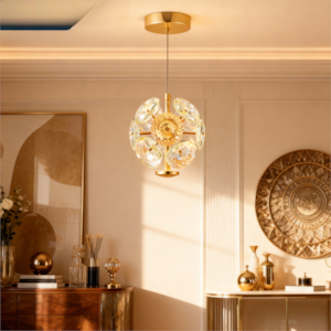 Pendente de Metal e Cristal Nagi Dourado LED - 5W