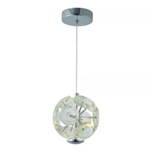 Pendente de Metal e Cristal Nagi Prata LED - 5W