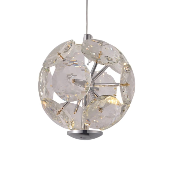 Pendente de Metal e Cristal Nagi Prata LED - 5W - Madel Home
