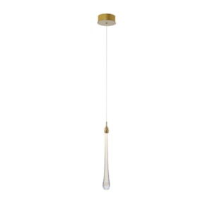 Pendente de Metal e Vidro Goccia Dourado - 3W 