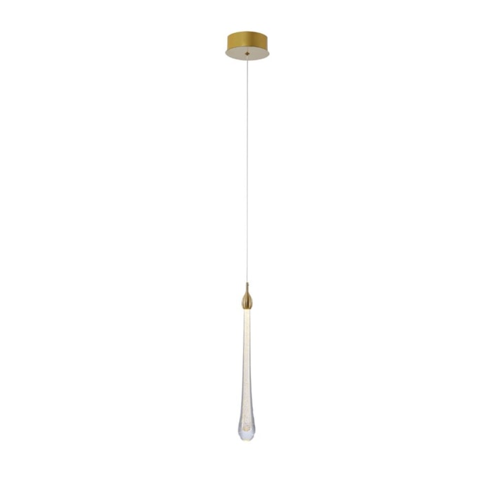 Pendente de Metal e Vidro Goccia Dourado - 3W - Madel Home
