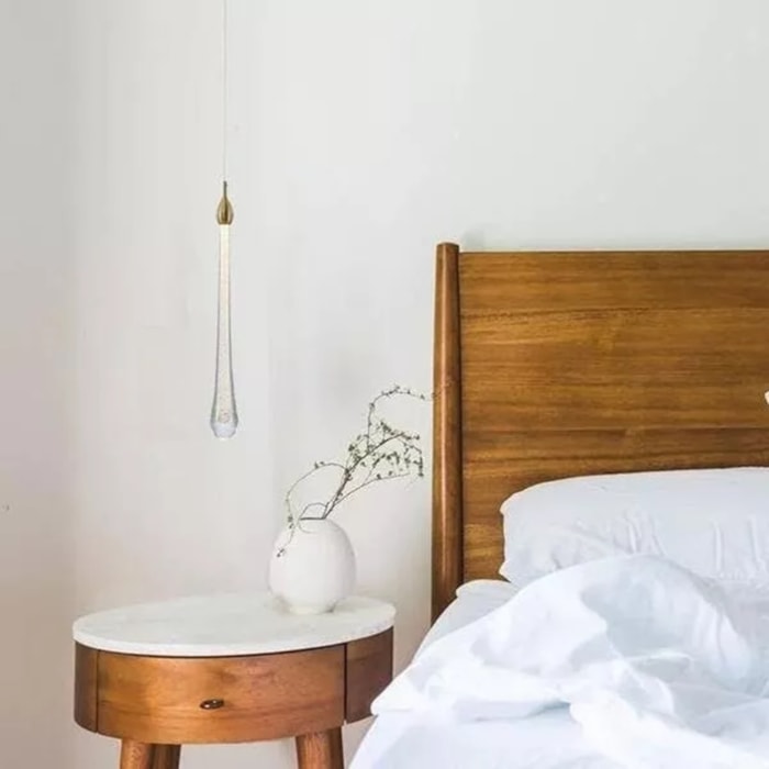 Pendente de Metal e Vidro Goccia Dourado - 3W - Madel Home
