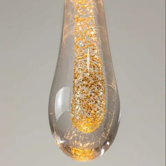 Pendente de Metal e Vidro Goccia Dourado - 3W - Madel Home