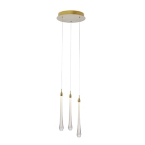 Pendente de Metal e Vidro Goccia Dourado - 3W
