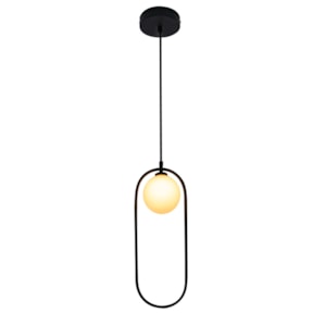 Pendente de Metal e Vidro Gude Preto - 5W 