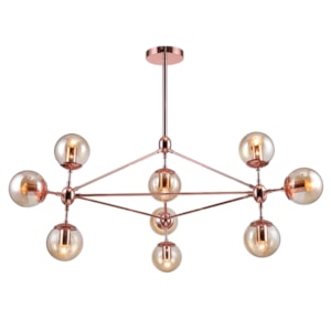 Pendente de Metal e Vidro Orbe Cobre - 400W 