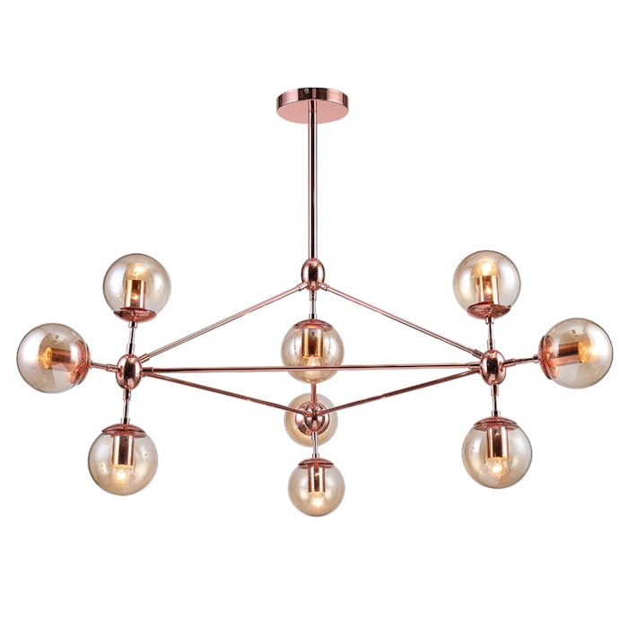 Pendente de Metal e Vidro Orbe Cobre - 400W - Madel Home
