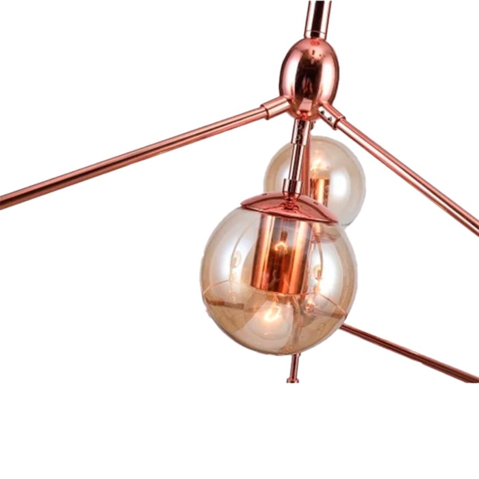 Pendente de Metal e Vidro Orbe Cobre - 400W - Madel Home
