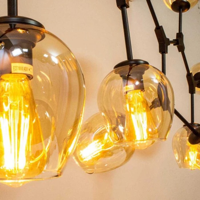 Pendente de Metal e Vidro Orbe Dourado - 400W - Madel Home