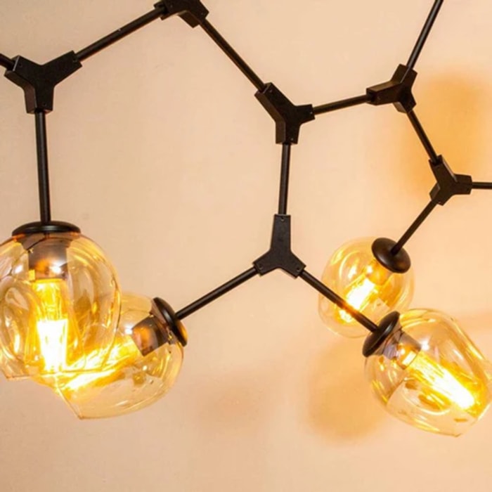 Pendente de Metal e Vidro Orbe Dourado - 400W - Madel Home