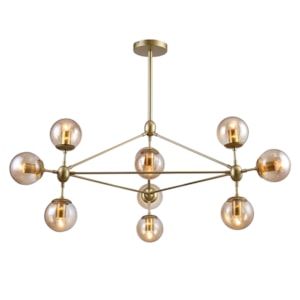 Pendente de Metal e Vidro Orbe Dourado - 400W 