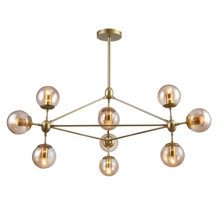 Pendente de Metal e Vidro Orbe Dourado - 400W - Madel Home