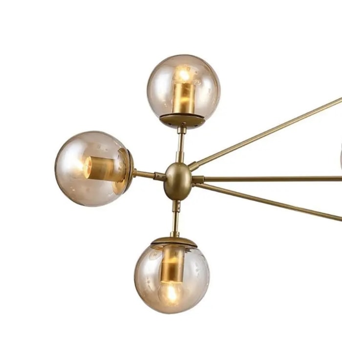 Pendente de Metal e Vidro Orbe Dourado - 400W - Madel Home