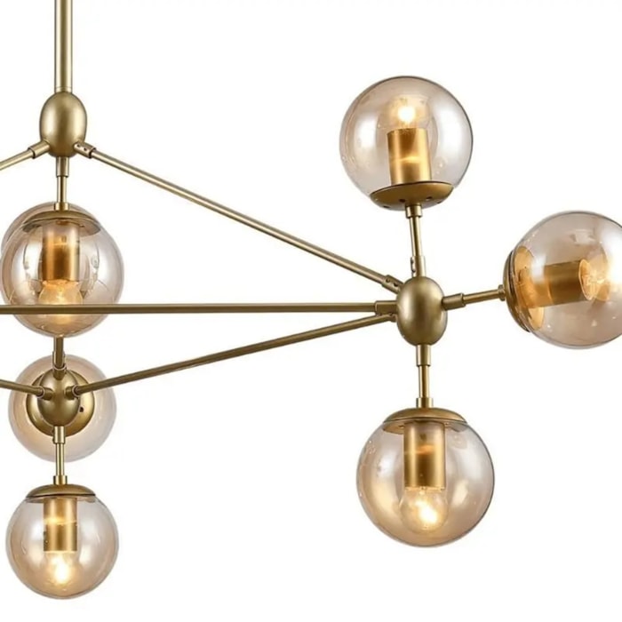 Pendente de Metal e Vidro Orbe Dourado - 400W - Madel Home