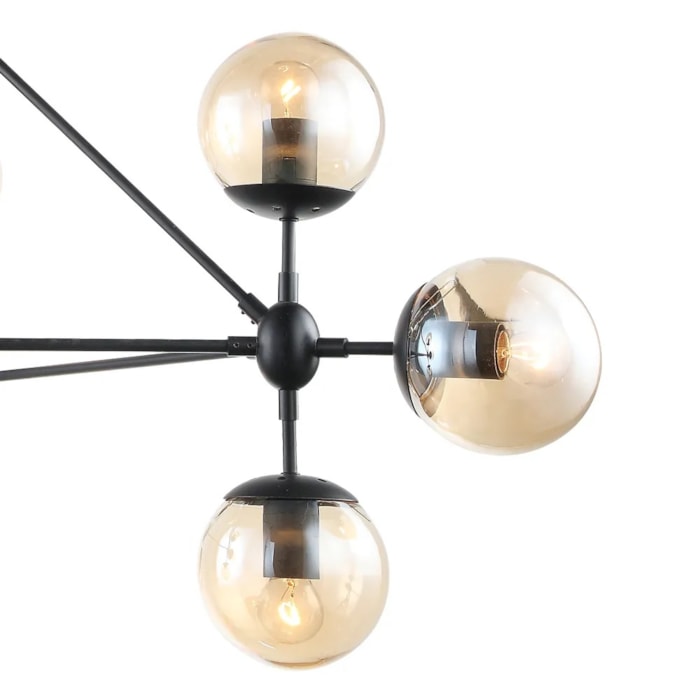 Pendente de Metal e Vidro Orbe Preto - 400W - Madel Home