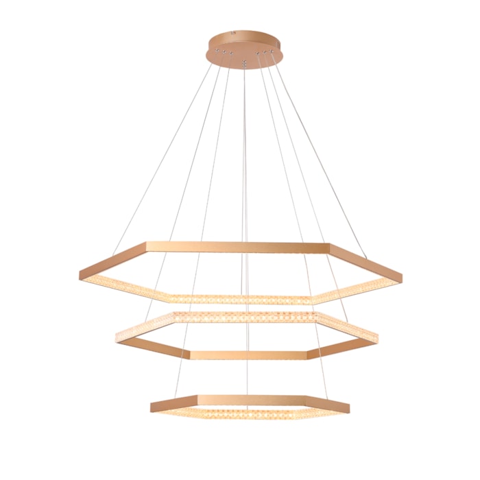 Pendente de Metal Hex Dourado - 36W - Madel Home