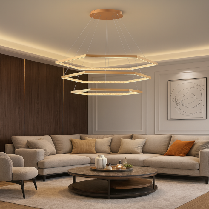 Pendente de Metal Hex Dourado - 36W - Madel Home