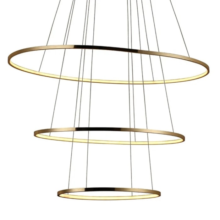 Pendente de Metal Oval Birdie Dourado - 135W - Madel Home