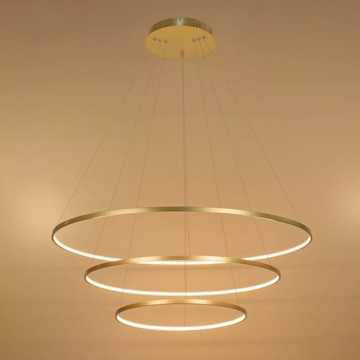Pendente de Metal Oval Birdie Dourado - 135W - Madel Home