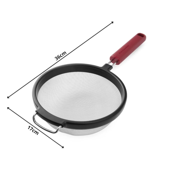 Peneira de Cozinha Grande em Inox Vermelho KitchenAid - 37cm - Madel Home