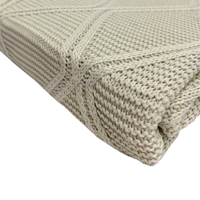 Peseira Tricot Casal Toronto Bege 180x70cm - Madel Home