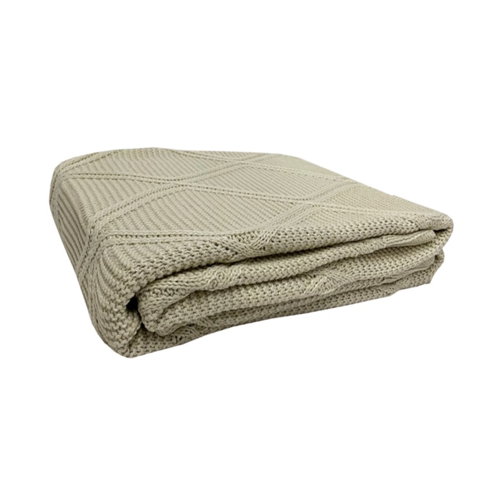 Peseira Tricot Casal Toronto Bege 180x70cm - Madel Home