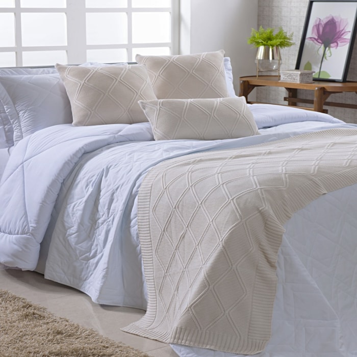 Peseira Tricot King Toronto Off-White 260x70cm - Madel Home