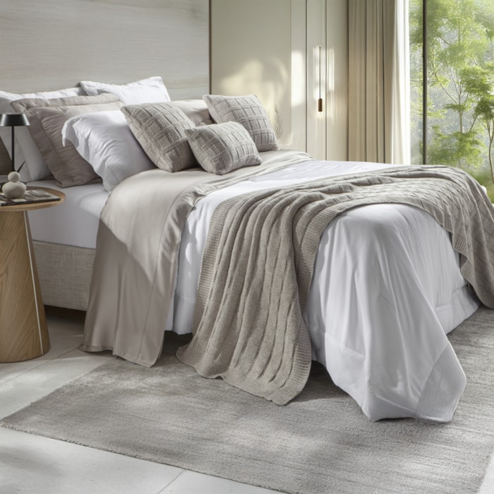 Peseira Tricot Mousse Quartzo Joy Linho Kacyumara 220x70cm - Madel Home