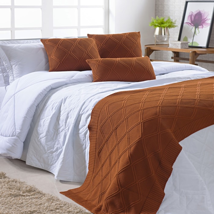 Peseira Tricot Queen Toronto Terracota 230x70cm - Madel Home