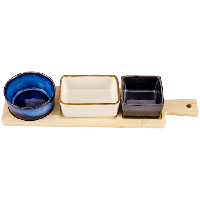 Petisqueira 3 Divisões em Cerâmica Refúgio - 28,5cm - Madel Home