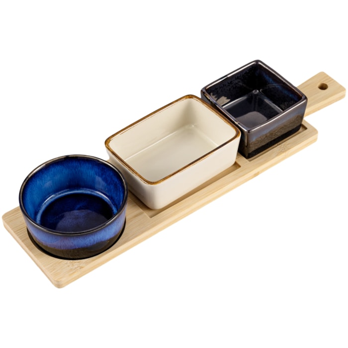Petisqueira 3 Divisões em Cerâmica Refúgio - 28,5cm - Madel Home