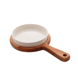 Petisqueira com Bandeja em Cerâmica e Madeira Liptus Wolff - 28cm