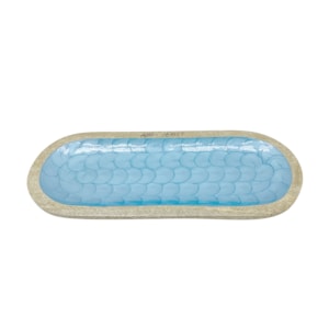 Petisqueira Oval em Madeira com Escama de Resina - 33cm
