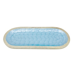 Petisqueira Oval em Madeira com Escama de Resina 43cm