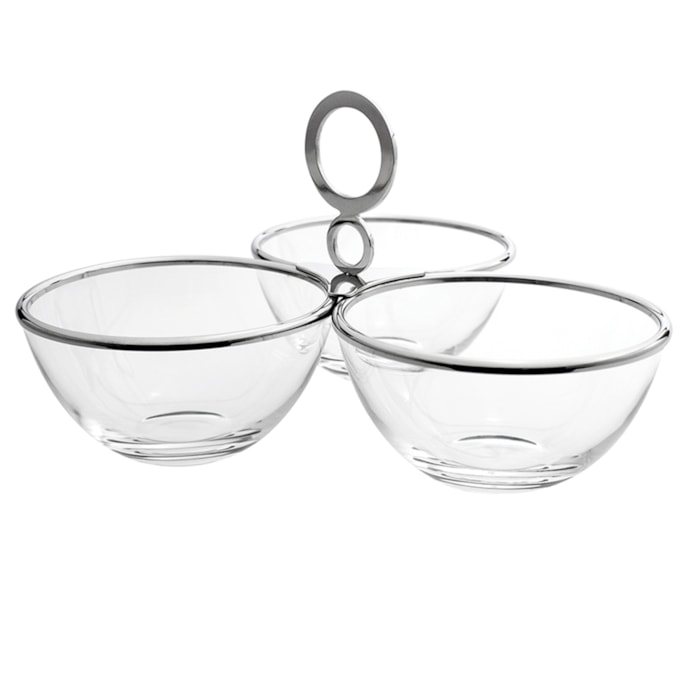 Petisqueira Triplo De Vidro Venezia Inox Riva - Madel Home