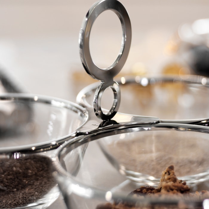 Petisqueira Triplo De Vidro Venezia Inox Riva - Madel Home