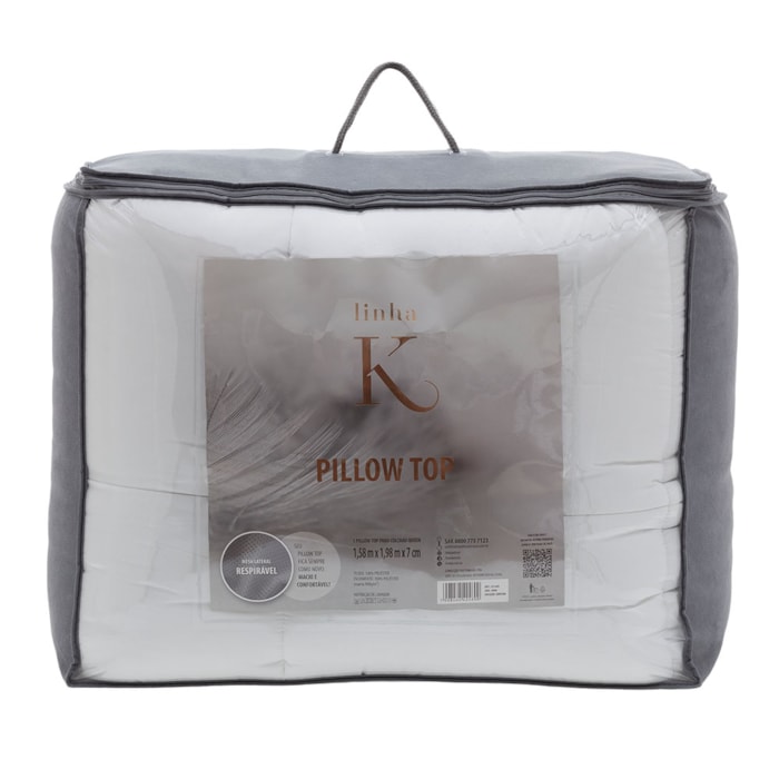 Pillow Top Casal Branco Kacyumara - 1,38x1,88x7cm - Madel Home