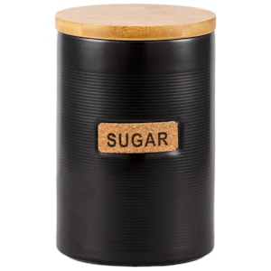 Porta Açúcar de Porcelana e Bambu Preto - 17cm 