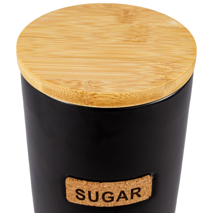 Porta Açúcar de Porcelana e Bambu Preto - 17cm - Madel Home