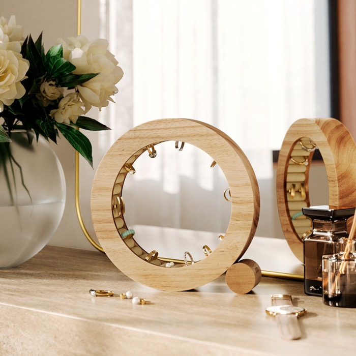 Porta Anel Ferris Madeira Natural Umbra - 20cm - Madel Home