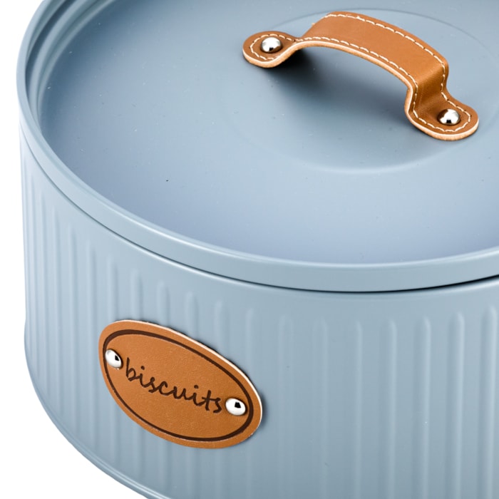 Porta Biscoito de Ferro Cinza com Detalhes em Couro - 25cm - Madel Home