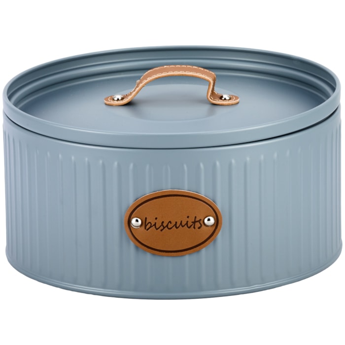 Porta Biscoito de Ferro Cinza com Detalhes em Couro - 25cm - Madel Home