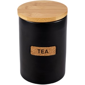 Porta Chá de Porcelana e Bambu Preto - 17cm