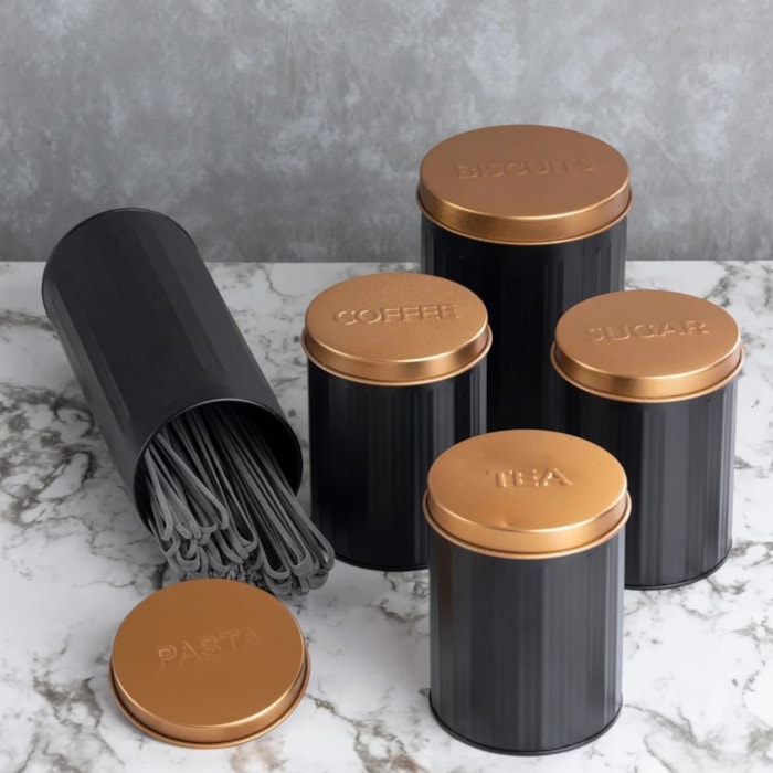 Porta Condimentos de Ferro Preto e Bronze - 3 Peças  - Madel Home