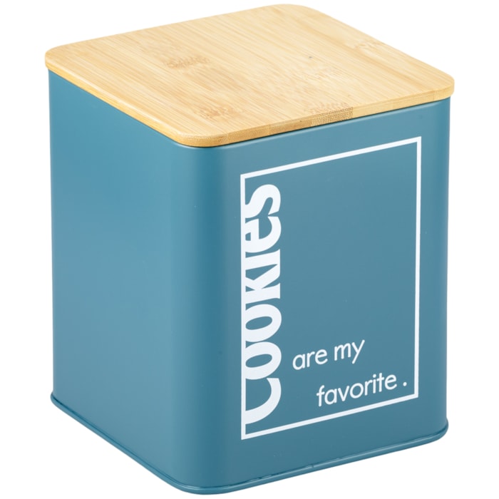 Porta Cookies de Metal com Tampa de Bambu - 17cm - Madel Home