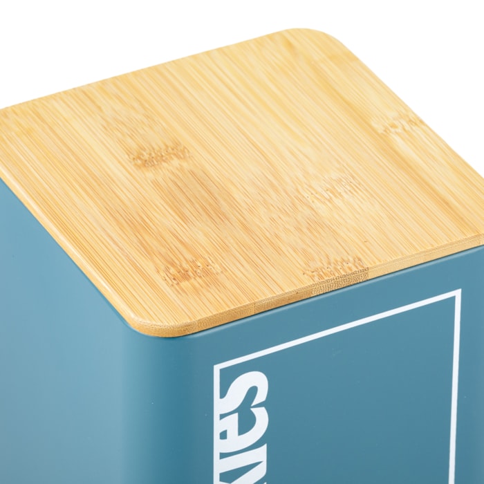 Porta Cookies de Metal com Tampa de Bambu - 17cm - Madel Home