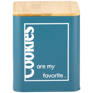 Porta Cookies de Metal com Tampa de Bambu - 17cm 
