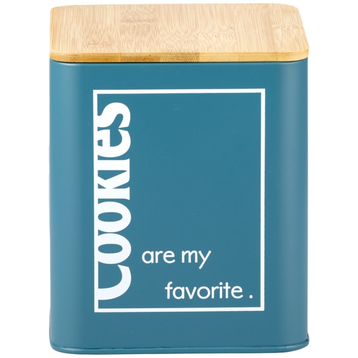 Porta Cookies de Metal com Tampa de Bambu - 17cm - Madel Home